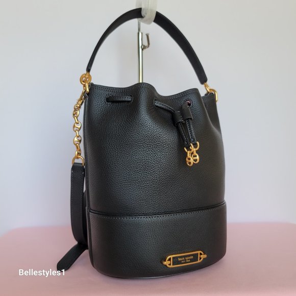 KATE SPADE Gramercy Pebbled Leather MEDIUM Bucket Bag- Black color ⭐ - Picture 4 of 16